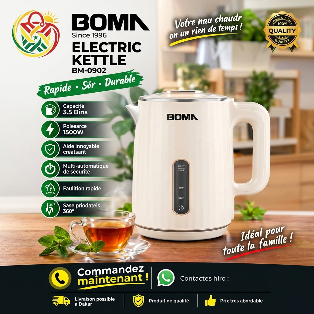 Bouilloire Électrique BOMA 2.5L Performante